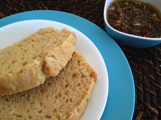 Homemade Beer Bread with Crispy Roasted Garlic and Olive Oil for Dipping