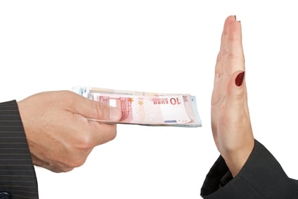 Image showing hands giving money and refusing money