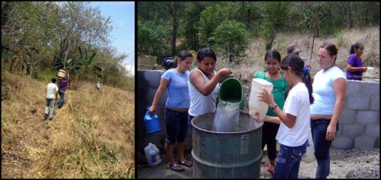 Sponsored children and their families joined together to help Beneranda and her family so they could have a safe place to call home. Photo copyright 2015 Unbound. All rights reserved.