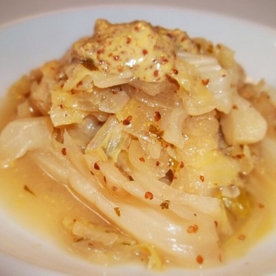 Catholic Foodie Braised Cabbage with Beer and Creole Mustard