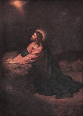 "Christ in Gethsemane" by Heinrich Hofmann - Self-scanned by User:JGHowes from 1945 print. Licensed under Public Domain via Wikimedia Commons