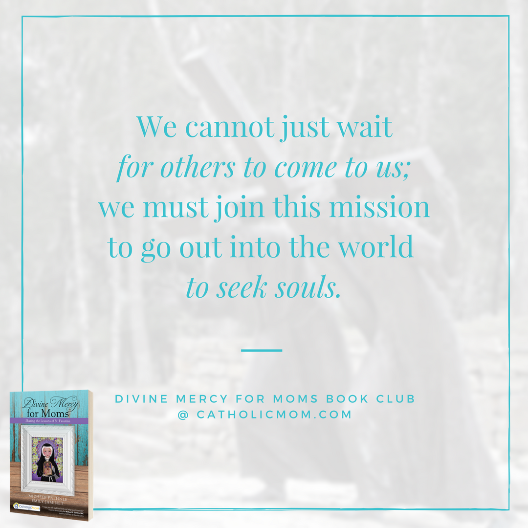 We cannot just wait for others to come to us; we must join this mission to go out into the world to seek souls. - Divine Mercy for Moms Book Club at CatholicMom.com