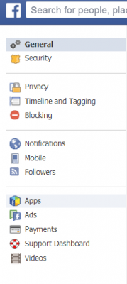 Facebook general account settings