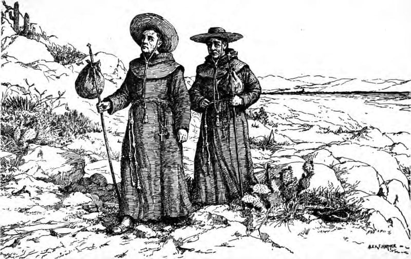 Public domain,Franciscan_missionaries, via Wikimedia Commons, San Juan Capistrano Mission by Engelhardt, Zephyrin (1922)