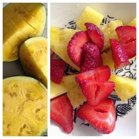 Lisa's "Sunny Gold" Watermelon and Strawberry Fruit Salad