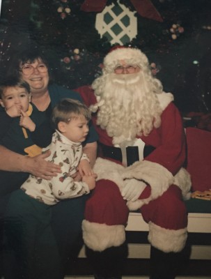 Our sons Brendan & Colin with their grandmother and Santa