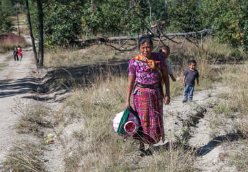 Cristina Garcia and her family walk to get water for drinking, cooking and cleaning. Photo by Phil Laubner/CRS