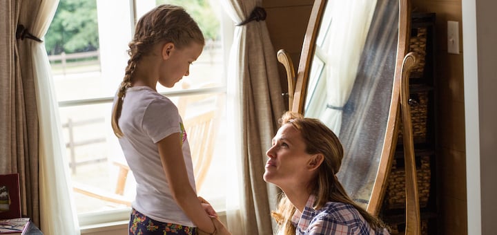 Christy (JENNIFER GARNER) assures Anna (KYLIE ROGERS) that everything will be alright in Columbia Pictures' MIRACLES FROM HEAVEN. Image courtesy of Columbia Pictures. Used with permission.