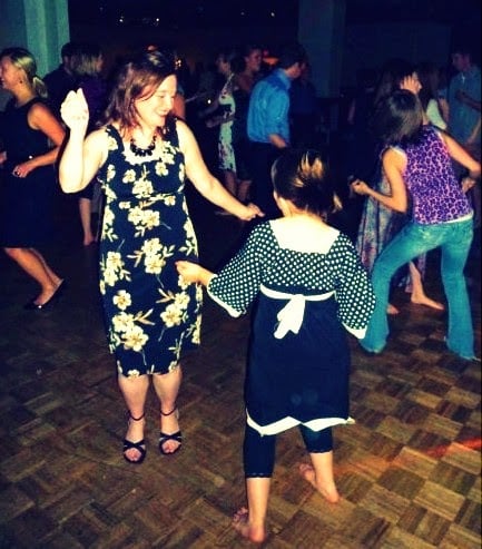 Being gutsy on the dance floor with my daughter several years ago