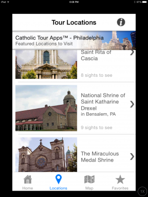 Screenshot, Catholic Tour Apps, Allison Gingras, 2015