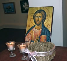 Jesus was the center of our spiritual spa day. Prayer intentions were placed in the basket near his icon.