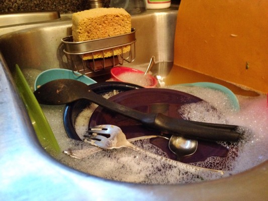 Sink of dishes. Copyright 2015 Abbey Dupuy. All rights reserved.