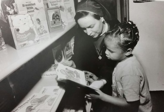 The author in 1996 at the opening of an inner city reading room in Chicago.