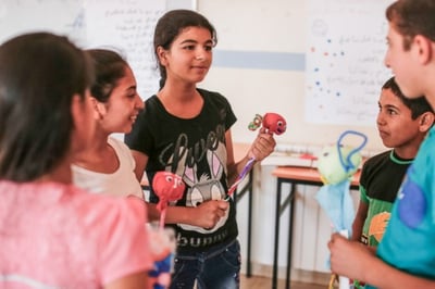 Since it started, the Good Shepherd Sisters summer camp in Lebanon’s Bekaa Valley has reached hundreds of Syrian refugee children. Photo by Sam Tarling for CRS