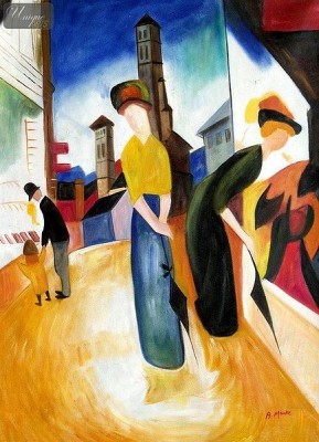 Macke: Women shopping, modern art, from Wikimedia