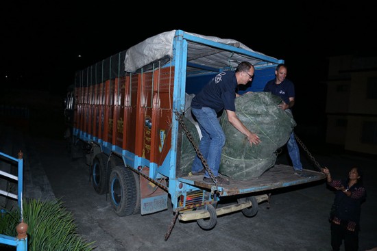 As much of the mountain terrain of Nepal was hard to access via airplane, much of the relief supplies had to arrive via truck.