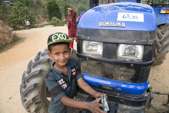 And for some of the hardest-to-reach regions, supplies have come in via tractors.  Jennifer Hardy/CRS  