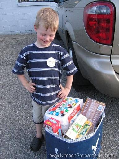 Paul with food to donate