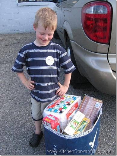 Paul with food to donate