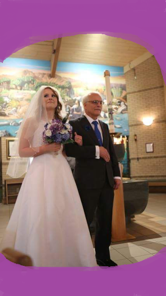 Rebecca and doug walking down aisle