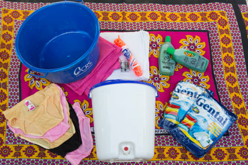 CRS hygiene kits can mean the difference between sickness and health for people displaced by violence and natural disaster.