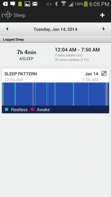 Sleep tracking graph on Fitbit Android App