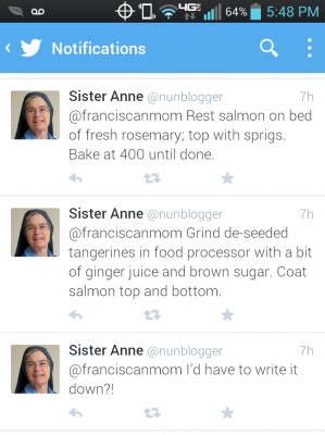 Sister Anne Flanagan salmon tweet