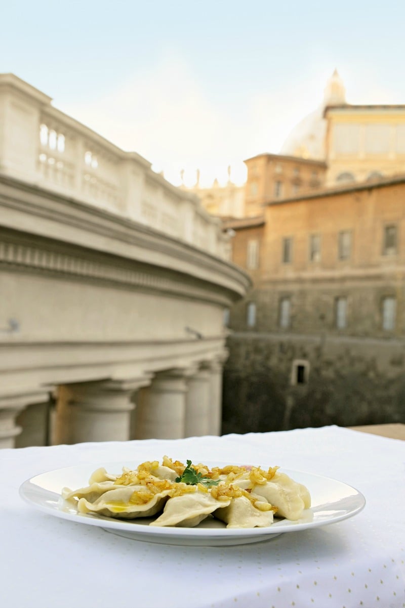 These pierogi was one of Saint John Paul II's favorite foods, one he requested while recovering from his bullet wound despite the doctors having put him on a very strict diet! Photo copyright Katarzyna Artymiak. Used with the kind permission of Sophia Institute Press. All rights reserved.