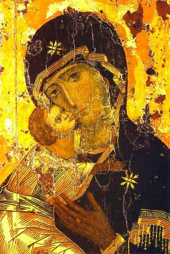 Our Lady of Vladimir, one of the holiest medieval representations of the Theotokos
