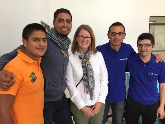 With the team of talented young engineers at Carcafe. They work with coffee producers to help improve quality and yield, but also teach coffee farming families many other important life skills.