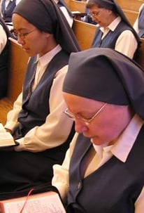 Daughters of St. Paul pray in chapel at the Boston location.