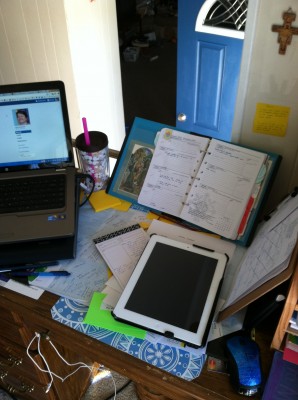 My desk, BEFORE Opus Domini