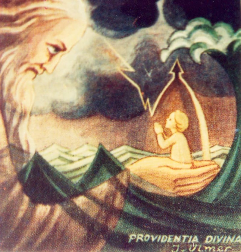 Detail from cover of novena booklet titled "Mensagem da Fé Prática na Divina Providência." Photo by author.