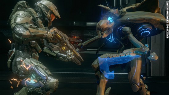 In Halo 4, a human in a battle suit fights "aliens" who don't even have blood spatter. They disintegrate.
