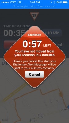 You have a minute to cancel the alert, so if you've stopped for a smoothie in the middle of your run, do this and don't freak out your spouse!