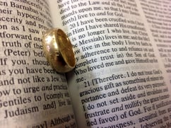 Ring engraved with words of Consecration: "This is my Body" in Aramaic.