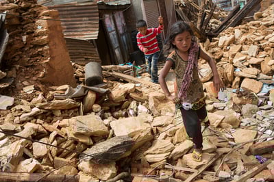 A 7.8 magnitude earthquake struck Nepal and India on April 25, 2015. CRS, Caritas and its local partners are responding with much needed relief in the affected areas. Photo by Jake Lyell for Catholic Relief Services, used with permission