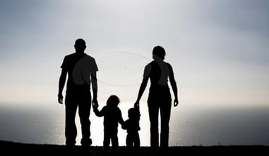 parents and children sillouette