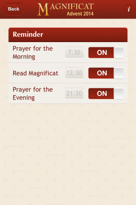 magnificat advent app reminders