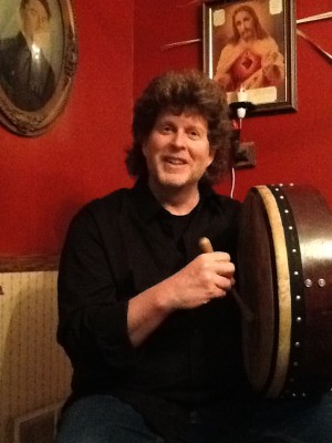Eddie Cotter, Jr. with his bodhran