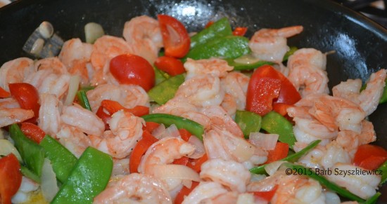 Rainbow stir-fry with shrimp. Copyright 2015 Barb Szyszkiewicz, OFS. All rights reserved.