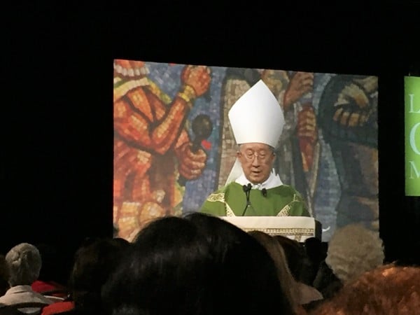 Archbishop Hee-joong Kim celebrates Mass at the WMF2015. Copyright 2015 Roxane Salonen. All rights reserved.