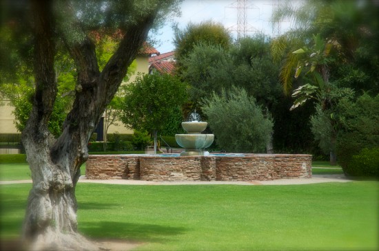 The garden fountain at Mission San Fernando