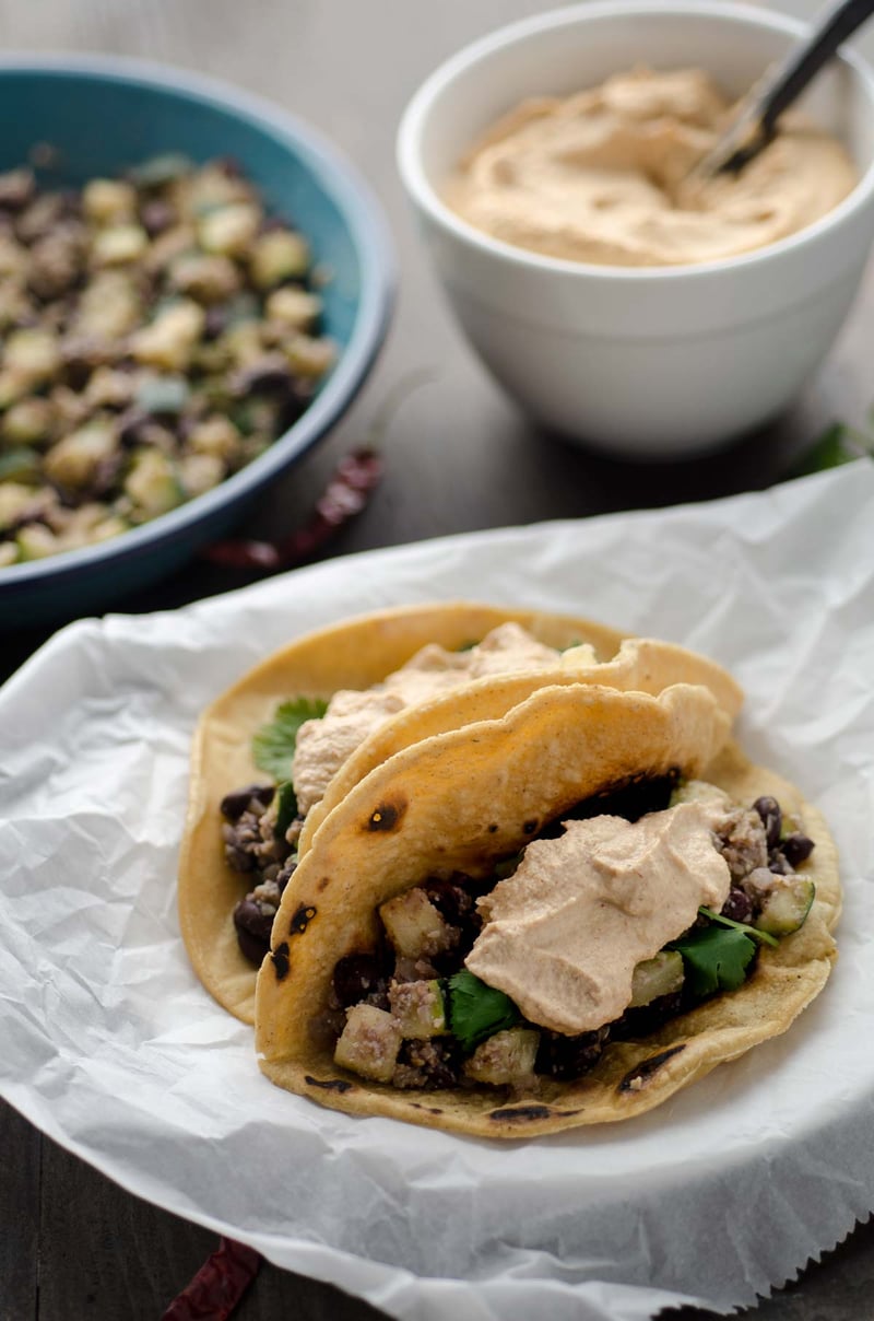 spicy zucchini black bean tacos