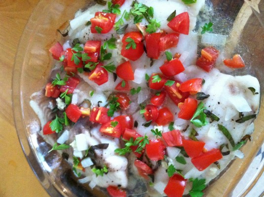 Tilapia with White Wine and Tomatoes