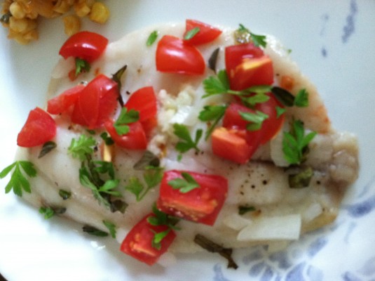 Tilapia with White Wine and Tomatoes