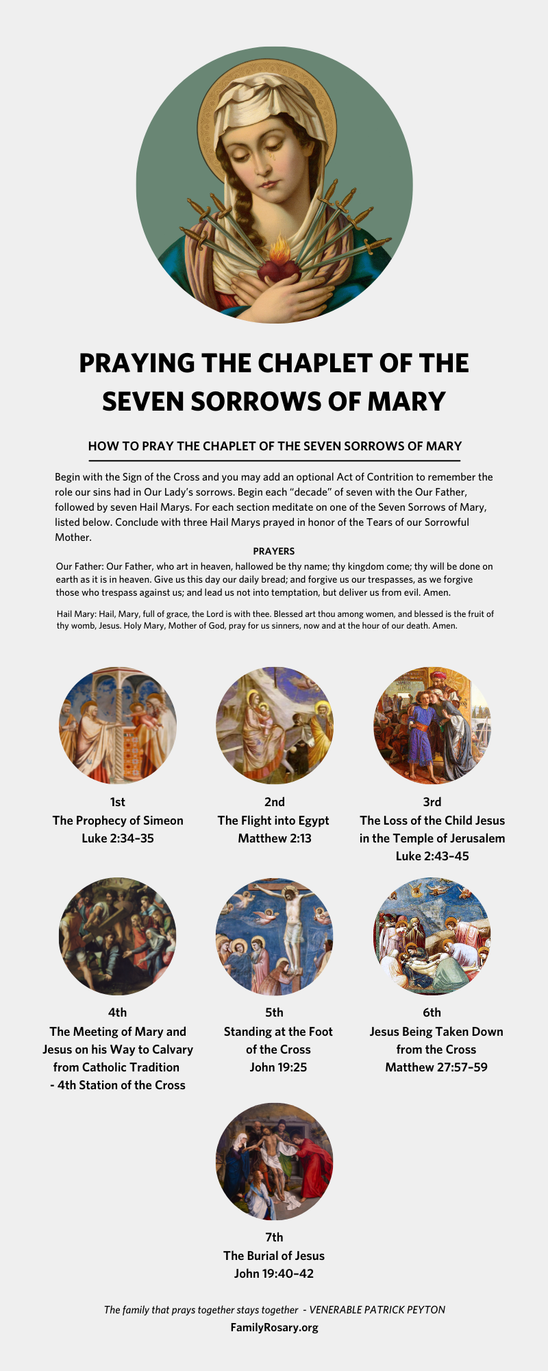 infographic: praying the Chaplet of the Seven Sorrows of Mary