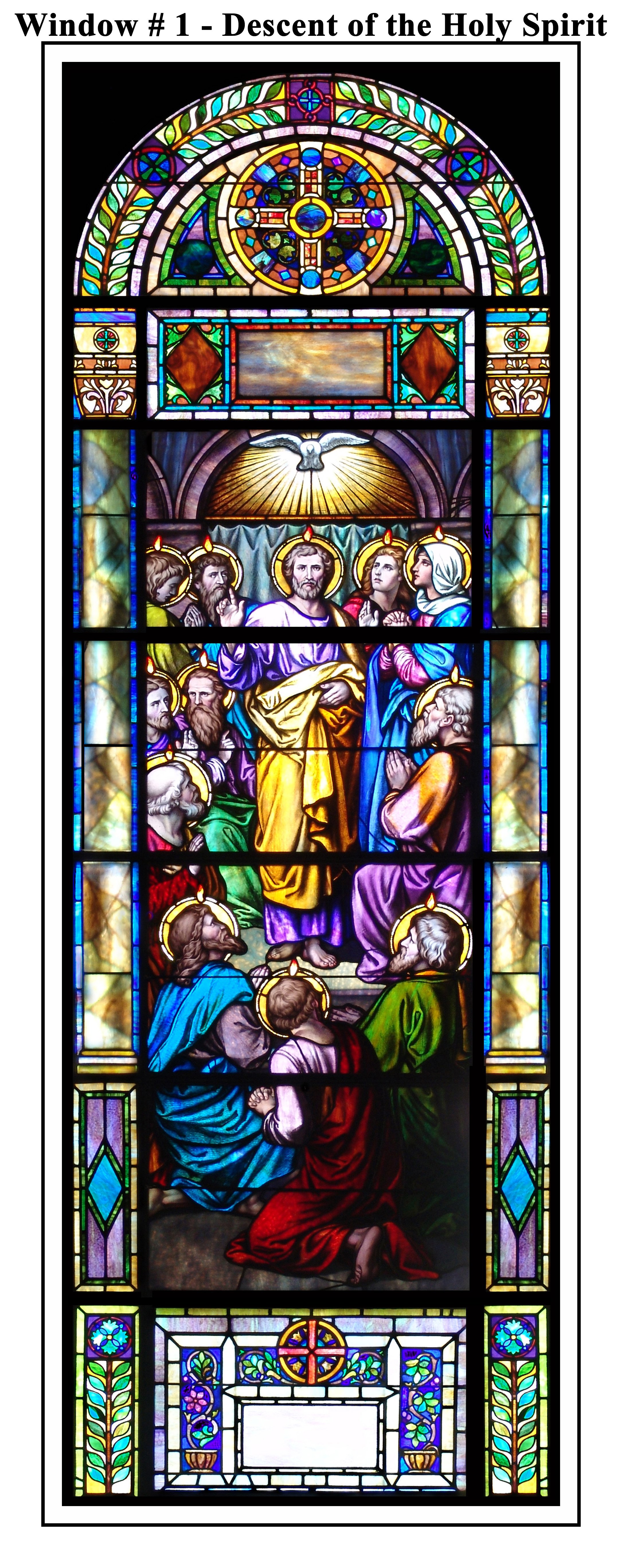 Window 1 -The Descent of the Holy Spirit Upon the Apostles